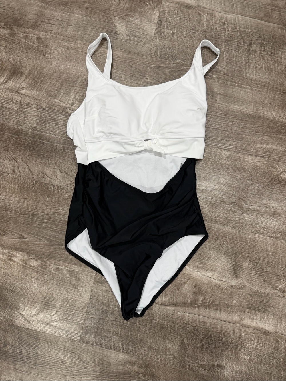 Cupshe Black and White One-Piece Cutout Swim Bodysuit